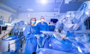 minimal invasive robot surgical system hospital robotic technology equipment machine arm surgeon futuristic operation room scaled